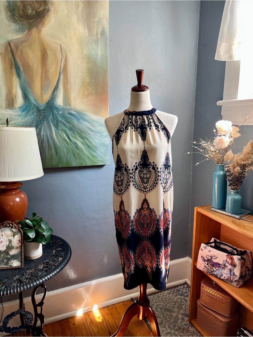 Zulily Preloved, Excellent Condition Aztec Print, Boho Halter Dress, Size XL